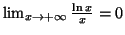 $ \lim_{x\rightarrow +\infty }\frac{\ln x}{x}=0$