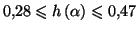 $\displaystyle 0,28\leqslant h\left( \alpha\right) \leqslant0,47
$