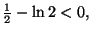 $ \frac{1}{2}-\ln2<0,$